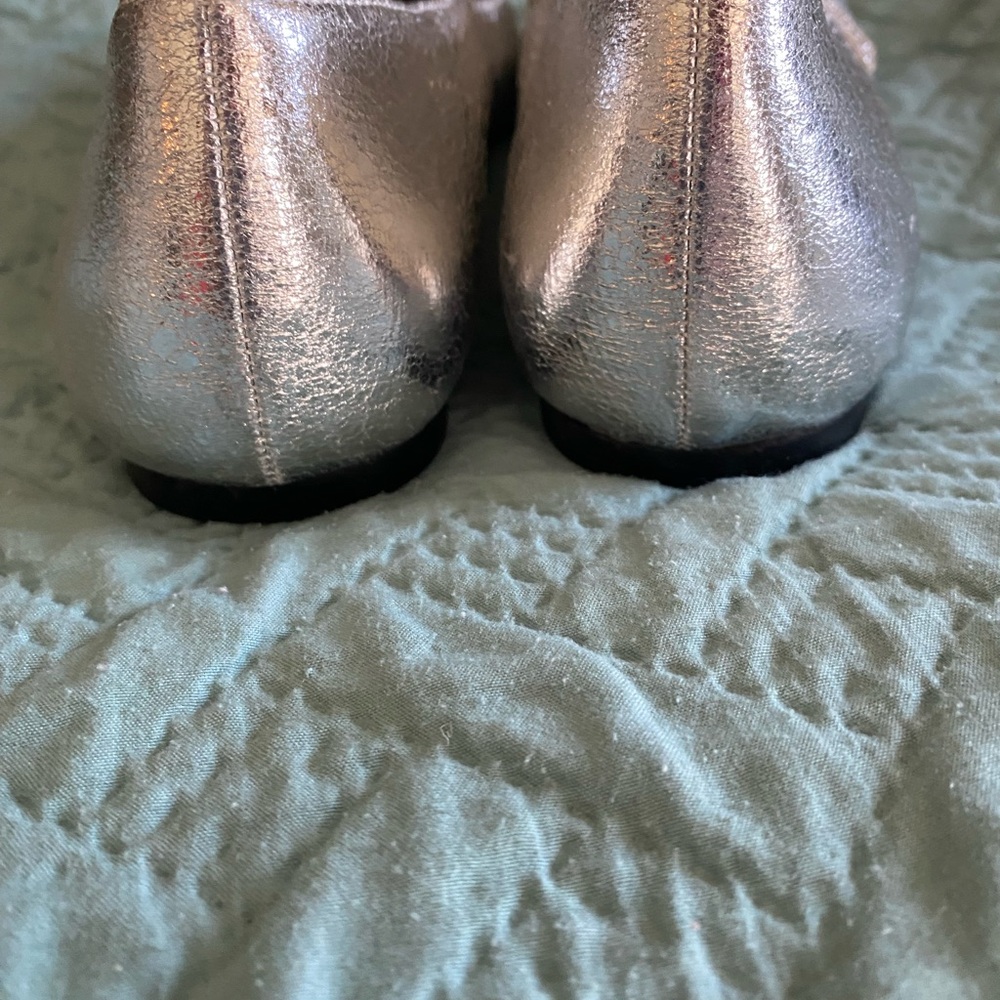 NEW Lovely Silver Ladies Ballet Mary Jane Flats Shoes 11 Summer Evening Wedding - Picture 5 of 7